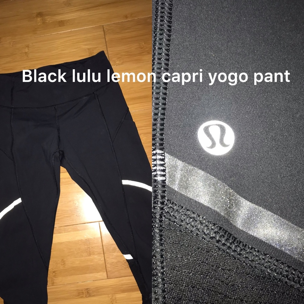 Black cropped pocket side lulu lemon yoga pant